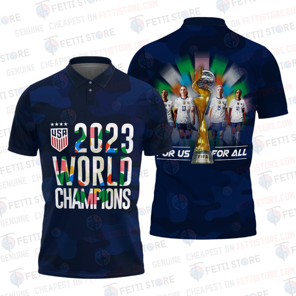 Uswnt 2023 Usa World Cup Champions Navy Print Polo Shirt