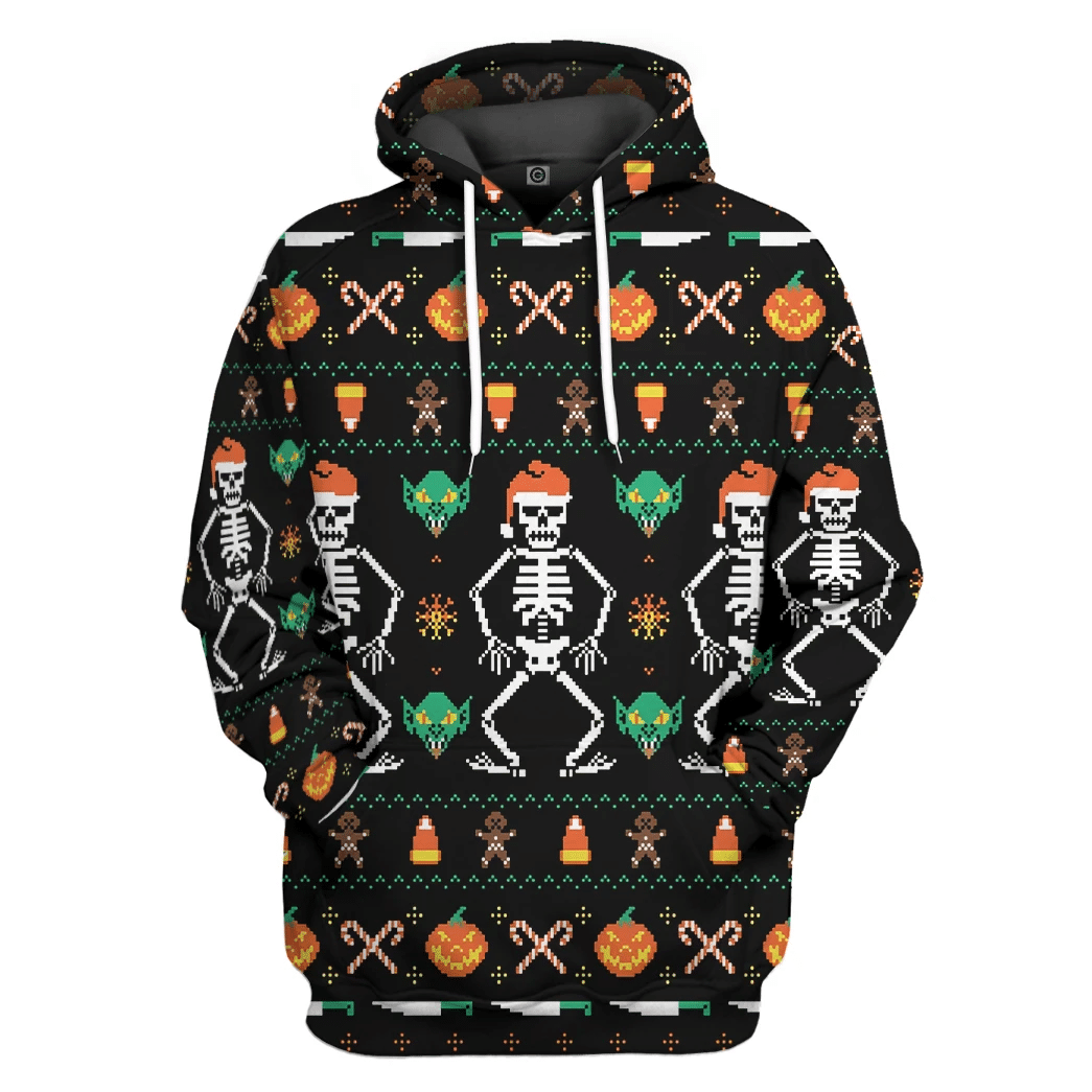 Flowermoonz 3D Ugly Halloween Dancing Sketon Custom Hoodie Tshirt Apparel