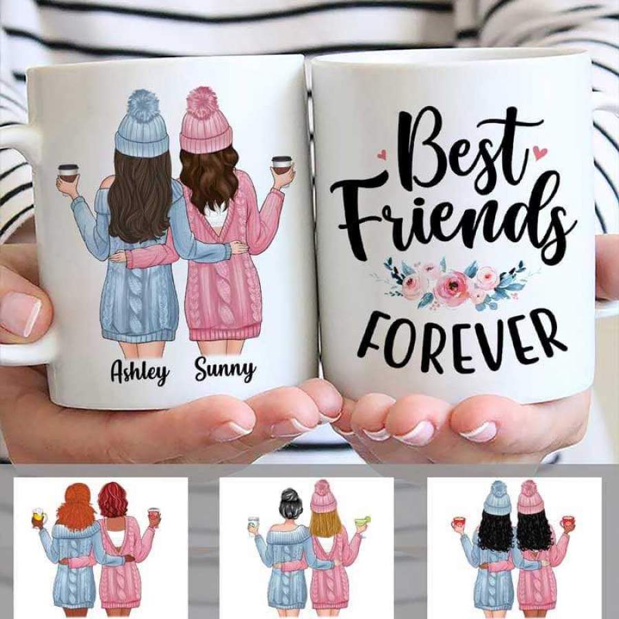 Winter Besties Flowers Personalized Mug