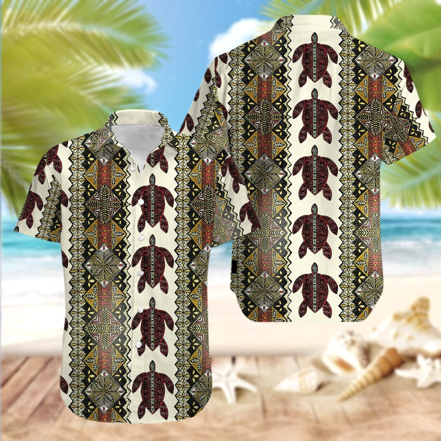 Hawaii Aloha Shirts Awesome Turtle Art Ha28080