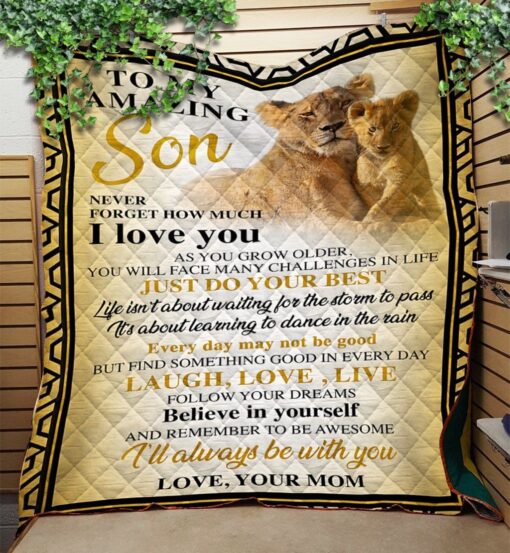 To My Son Lion Love Your Mom Soft Cozy Lightweight Premium Blanket