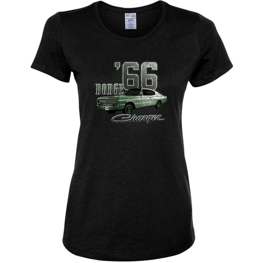 Dodge ’66 Charger Green Classic Vintage Coupe Car Cars and Trucks Womens Graphic T-Shirt