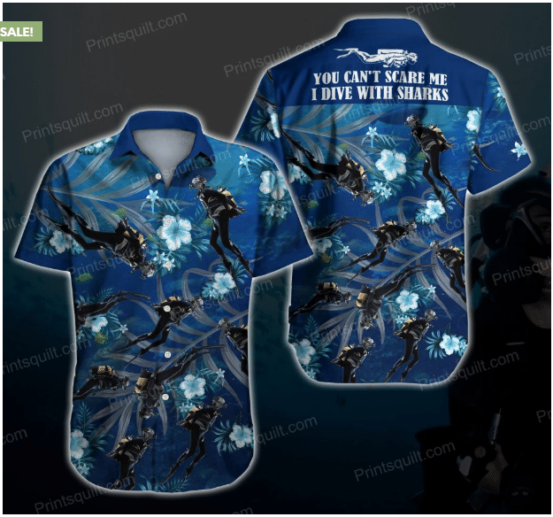 Beach Shirt Felacia [Hawaii Shirt] Dive Lover You Cant Scare Me I Dive With Sharks Hawaiian Shi-Zx11974