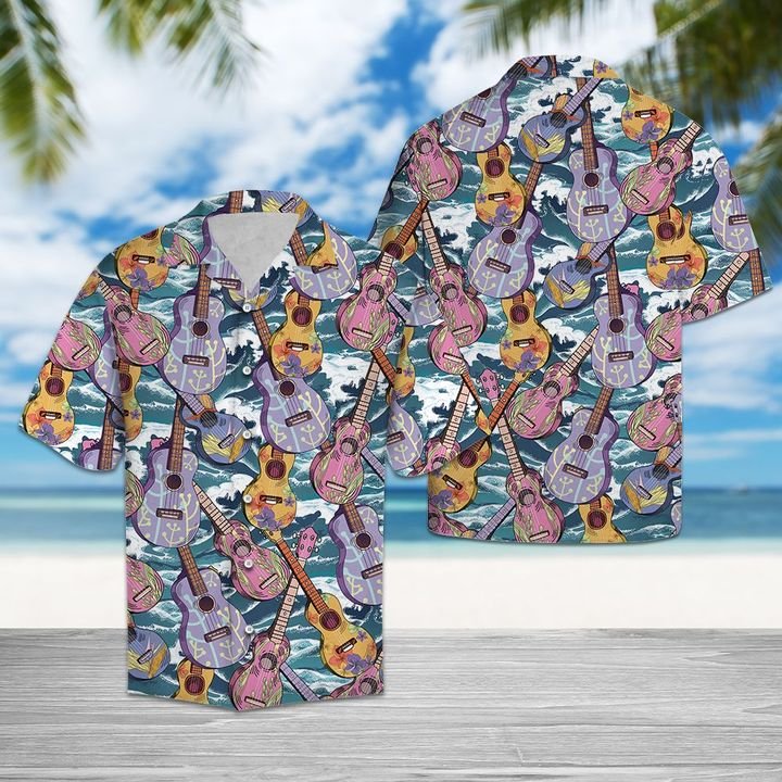 Ukulele For Summer Hawaiian Shirt Summer Button Up For Men, Women, Couple