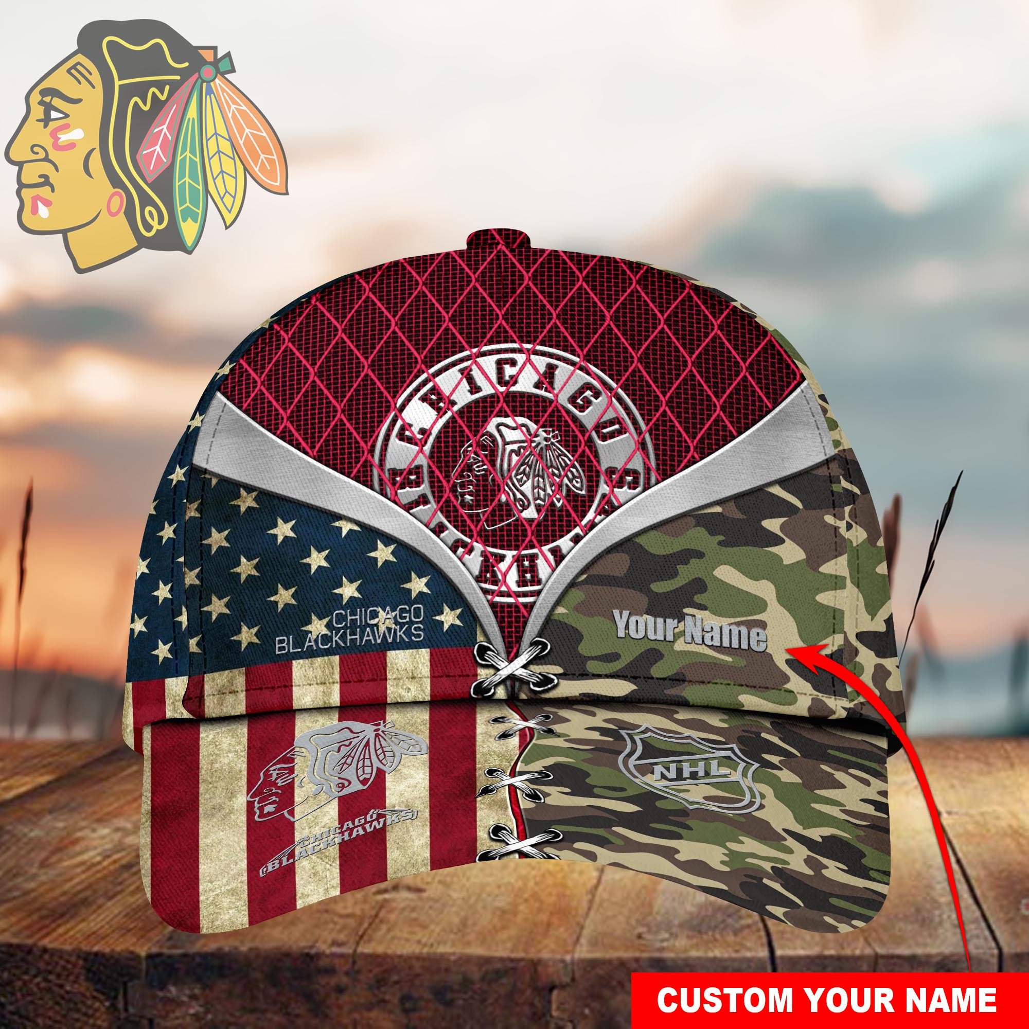 Chicago Blackhawks Custom Name Classic, Baseball Caps M-39569