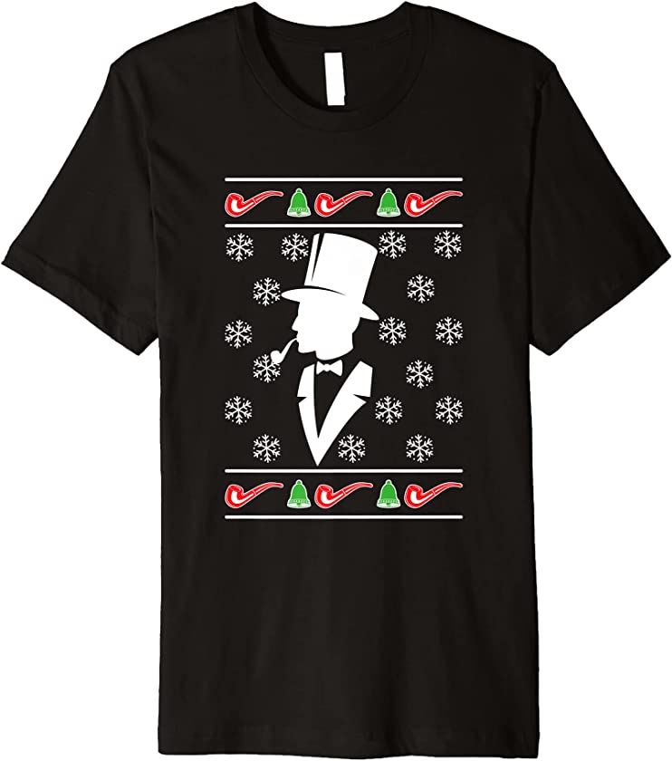 Ugly Christmas Pipe Smoker Smoking Xmas Santa Claus New Year Premium T-Shirt