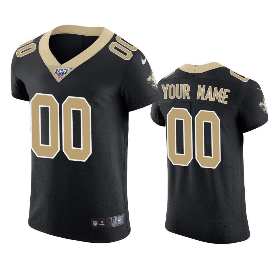 New Orleans Saints Custom Black 100Th Season Vapor Elite 3D Jersey