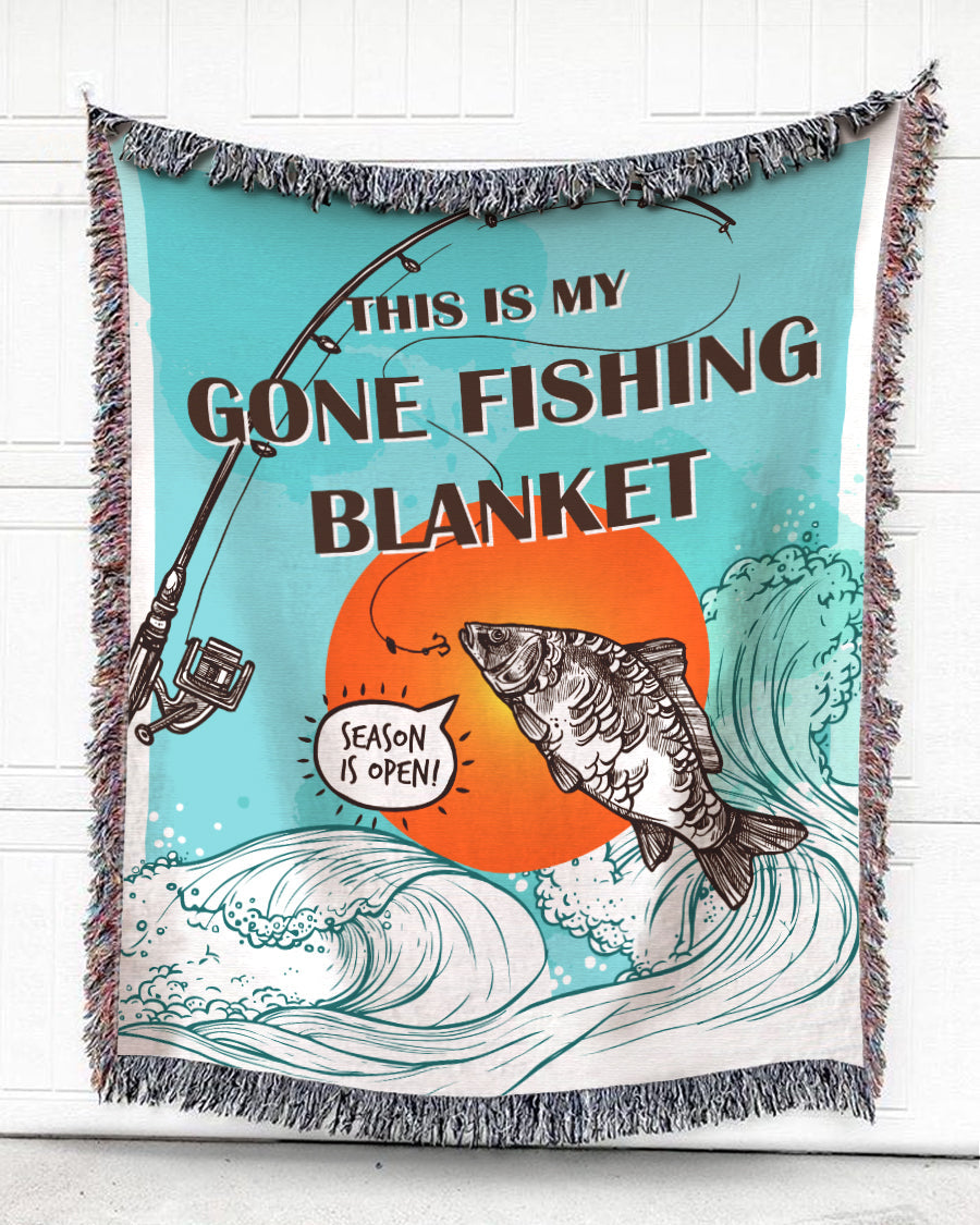 Woven Throw For Fishing Lover Home Decor, My Gone Fishing Blanket, Cotton Blanket