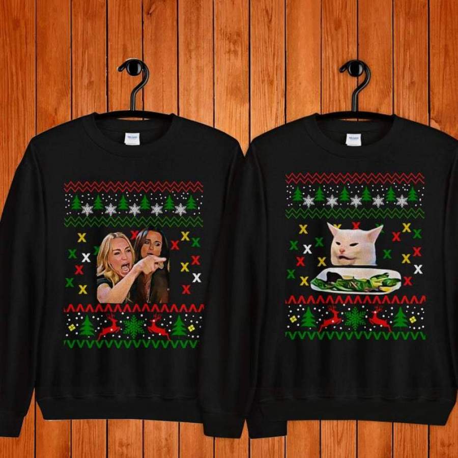 Woman yelling at a cat meme shirt, ugly christmas sweater, women yelling at cat, women yelling at cat meme, two women yelling at cat, two women yelling at cat, two women yelling at a cat, cat at table memes – GST