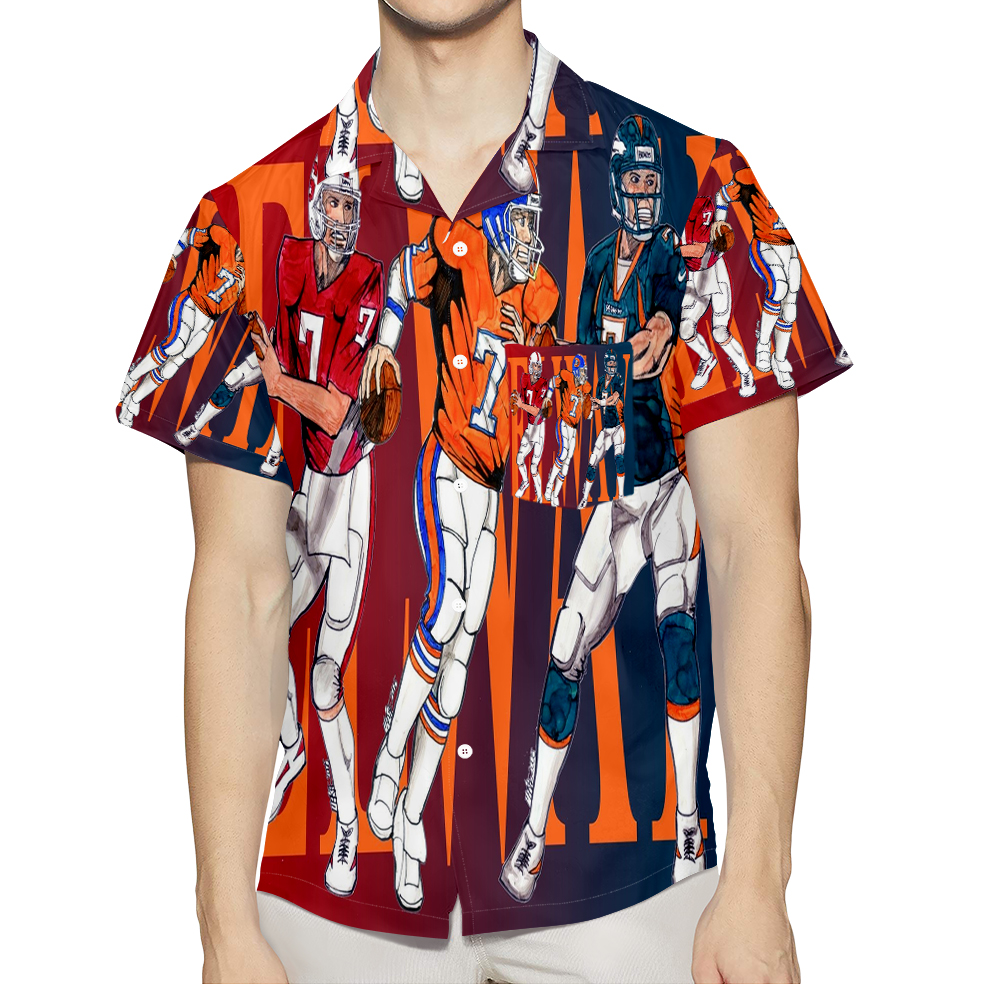 Denver Broncos John Elway V40 3D All Over Print Summer Beach Hawaiian Shirt With Pocket