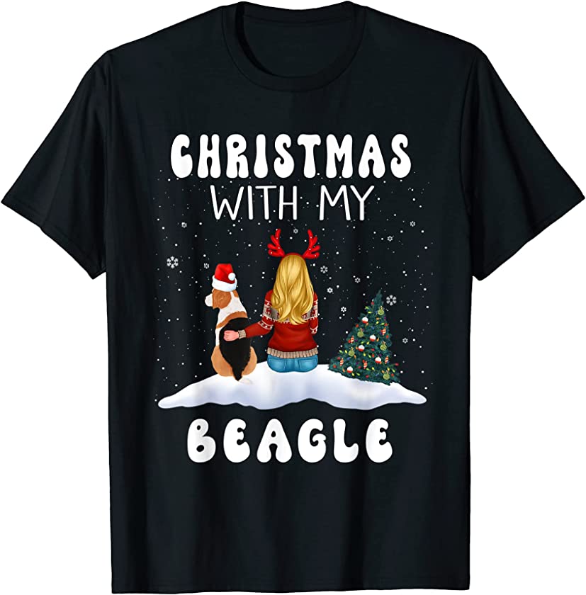 Christmas With My Beagle Dog Puppy Funny Xmas T-Shirt