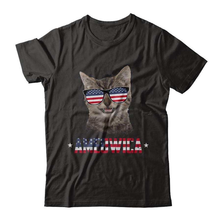 Ameowica 4Th Of July Party Meow Cat American Flag T-shirt