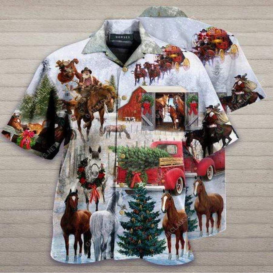 Hawaii Aloha Shirts Amazing Horse Christmas Ha100508