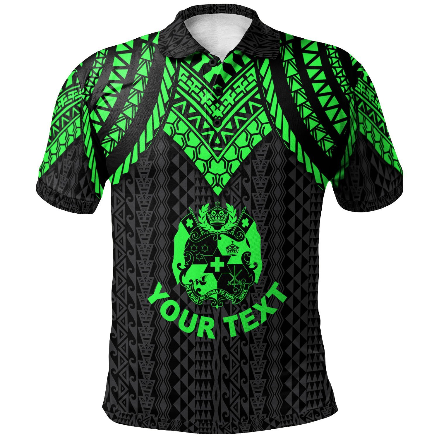 Tonga Custom Personalised Polo Shirt – Polynesian Armor Style Green – BN39