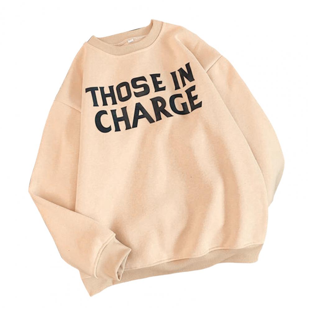 Women Sweatshirt Round Neck Pullover Long Sleeves Letter Printing Winter Sweatshirt Elastic Cuff Fleece Thermal Lady Sweatshirt alx