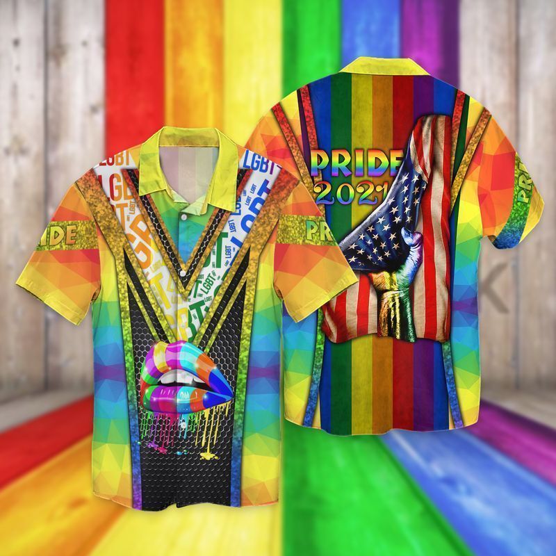 Lgbt American Pride 2021 For Men And Women Graphic Print Short Sleeve Hawaii Casual Shirt Ha96709