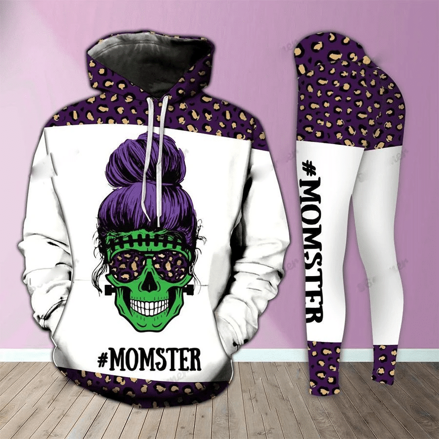 Purple Momster Skull Halloween Hoodie Hollow Tank Top – Legging 3D #Lk