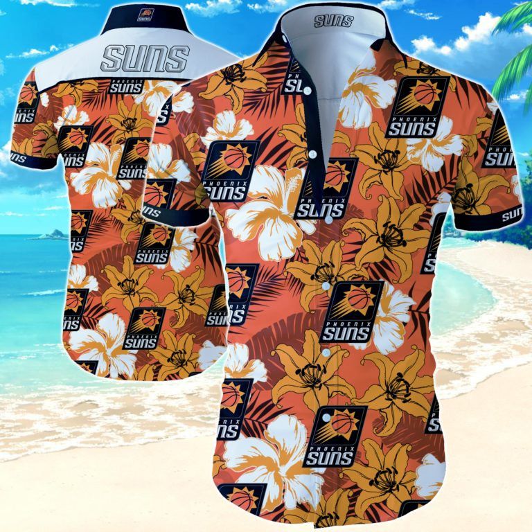 NBA Phoenix Suns Yellow Orange Hibiscus Flowers Hawaiian Shirt