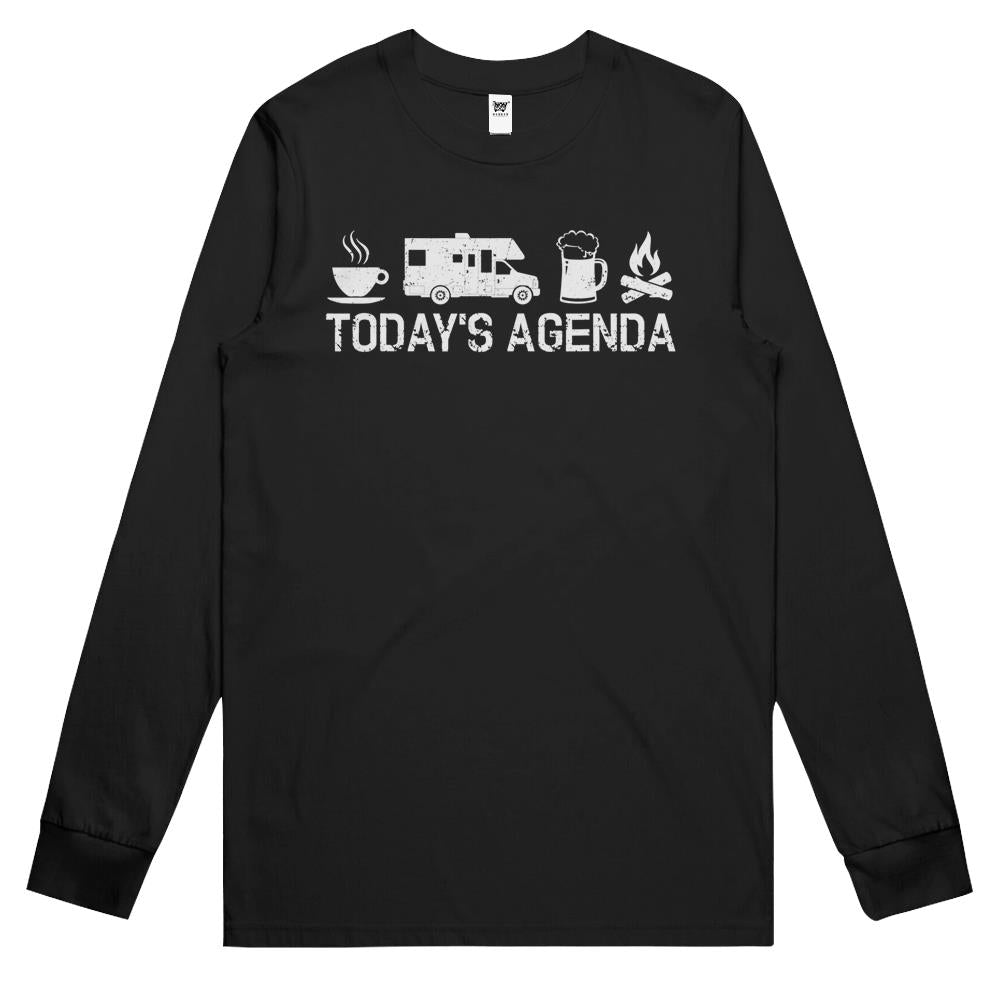 Vintage Rv Camping Lover Today’S Agenda Costume Camper Gift Long Sleeve T Shirts