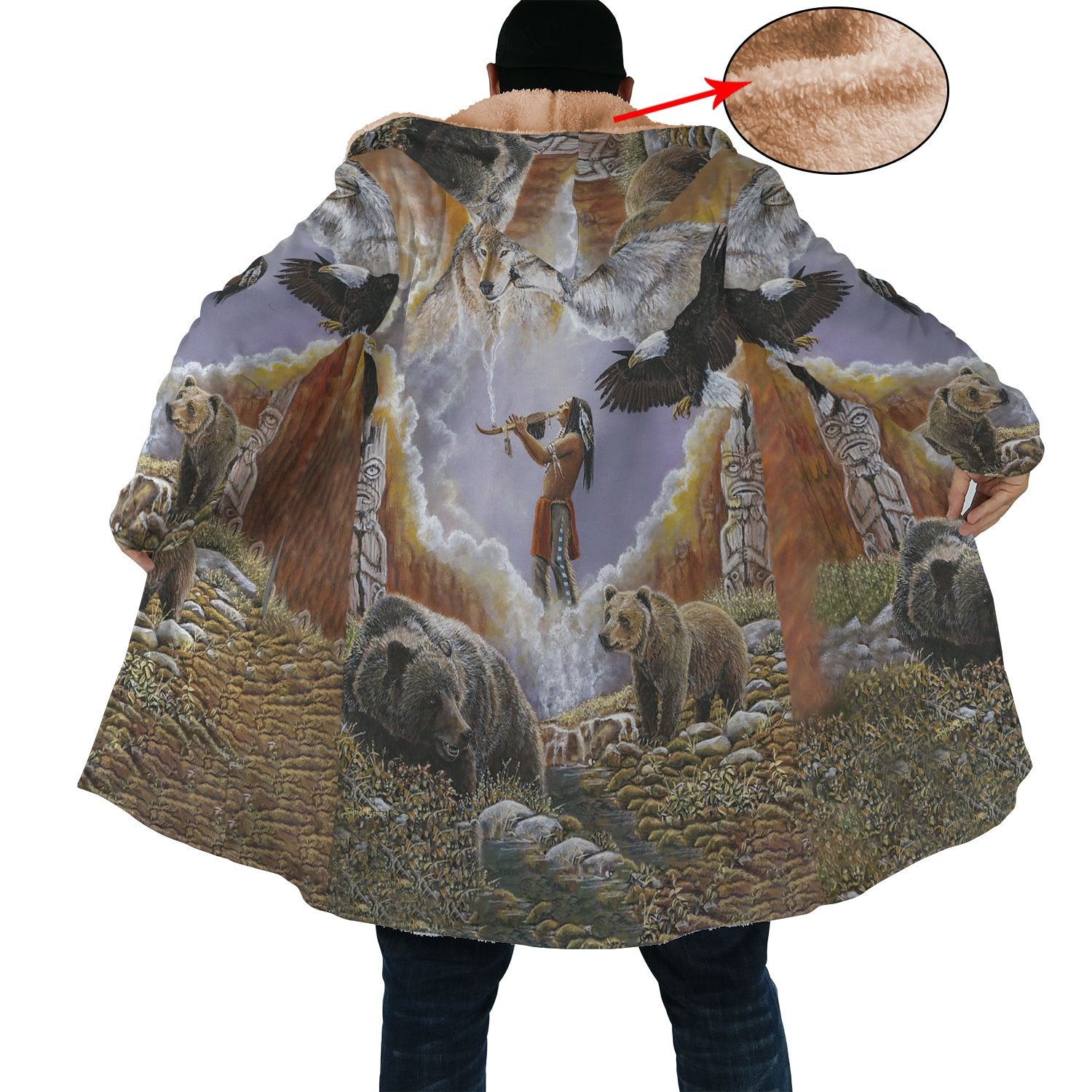 Welcomenative Animal Spirit Native 3D Dream Cloak, All Over Print Dream Cloak, Native American