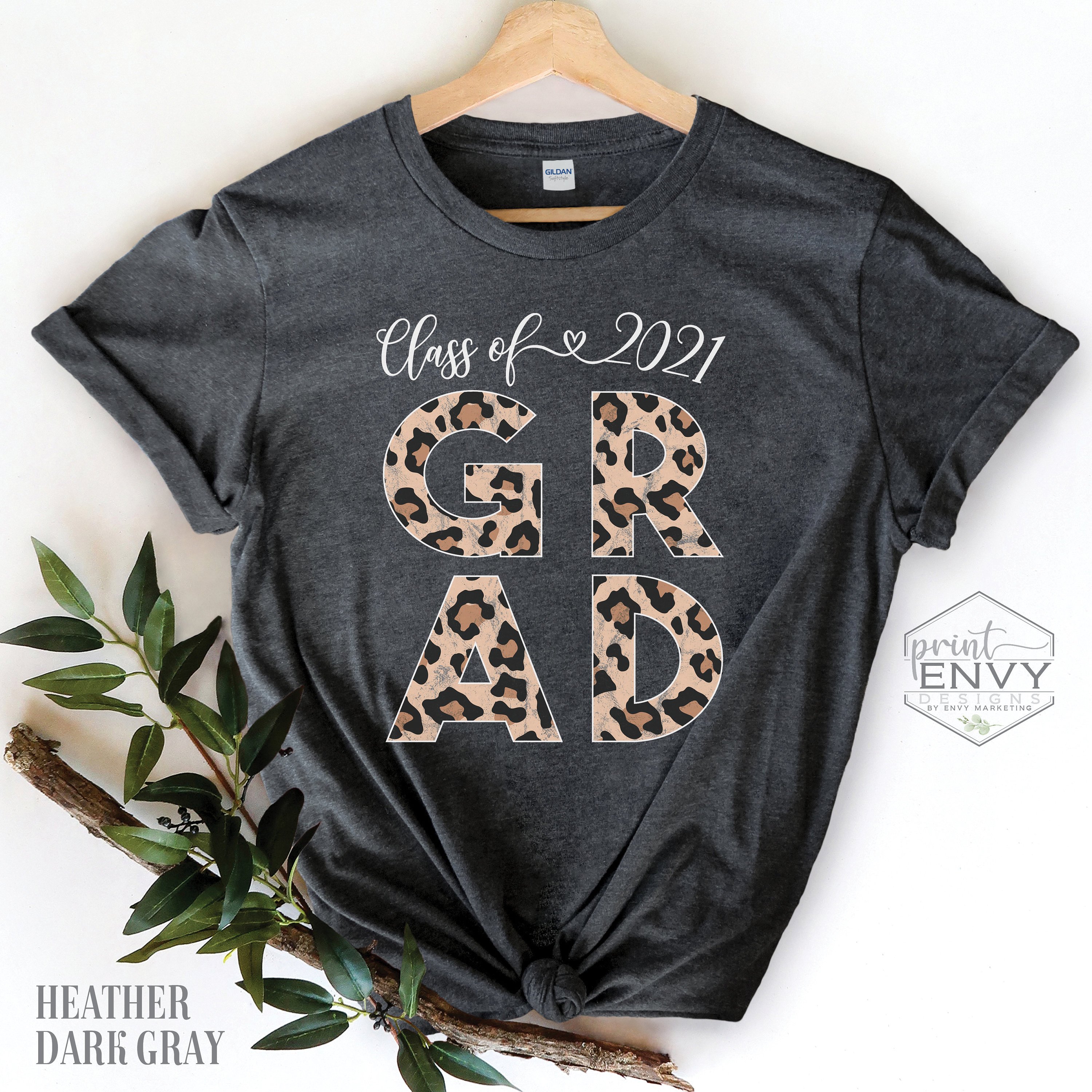 Class Of 2021 Grad Shirt, 2021 Leopard Print Grad Graduation Gift For Her Unisex T-shirt Hoodie All Color Plus Size Up To 5xl