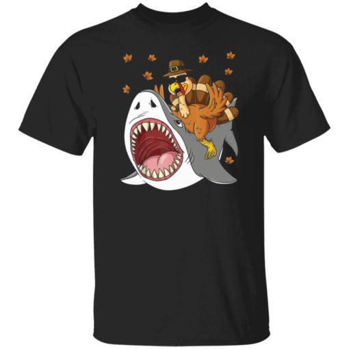 Thanksgiving Turkey Riding Shark Shirt