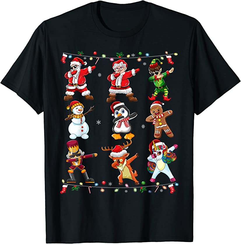 Mrs Claus Dabbing Team Santa Penguin Elf Christmas Kids Boys T-Shirt