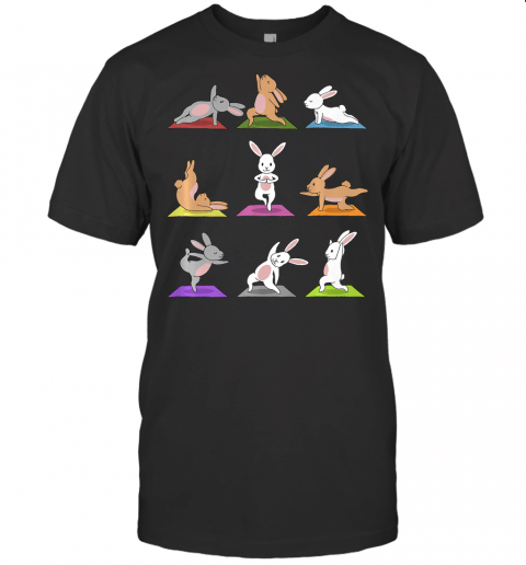 Bunny Yoga Funny Rabbits In Yoga Poses On Meditation Mats Premium T Shirt