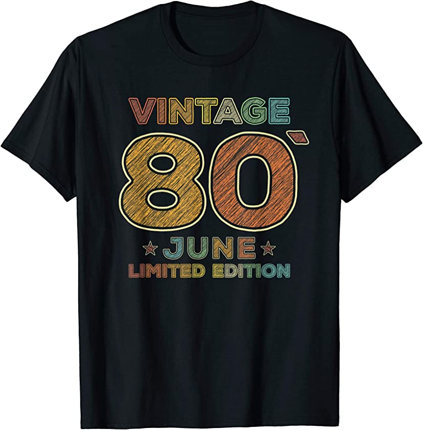 40th Birthday Gift Vintage June 1980 40 Forty Years Old T-Shirt