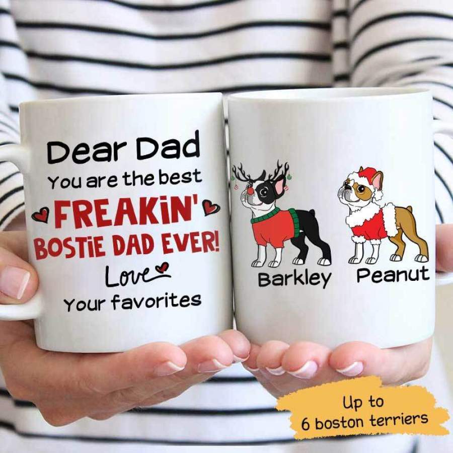 Boston Terrier Best Freaking Dog Dad Ever Personalized Mug