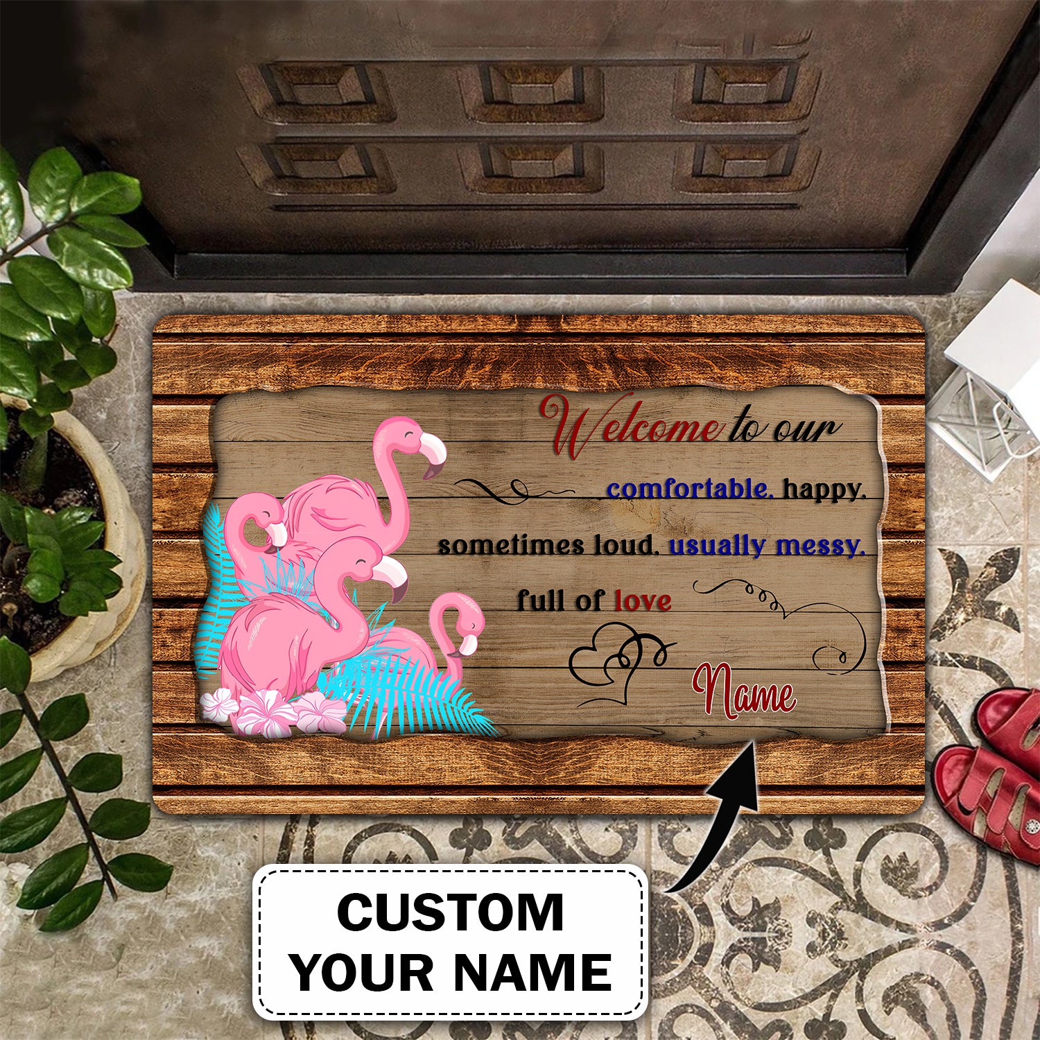 Flamingo Doormat – Personalized Name 3D – H2K-H25