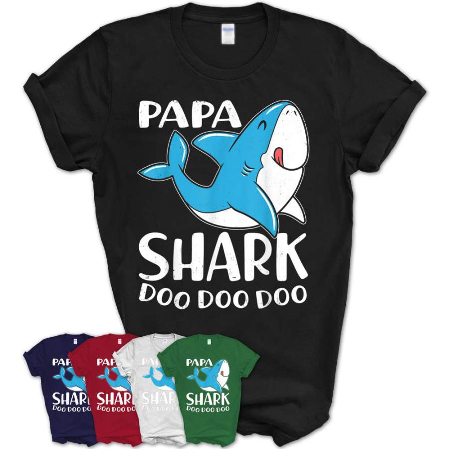 Vintage Papa Shark Shirt Father’S Day Gift For Men Grandpa