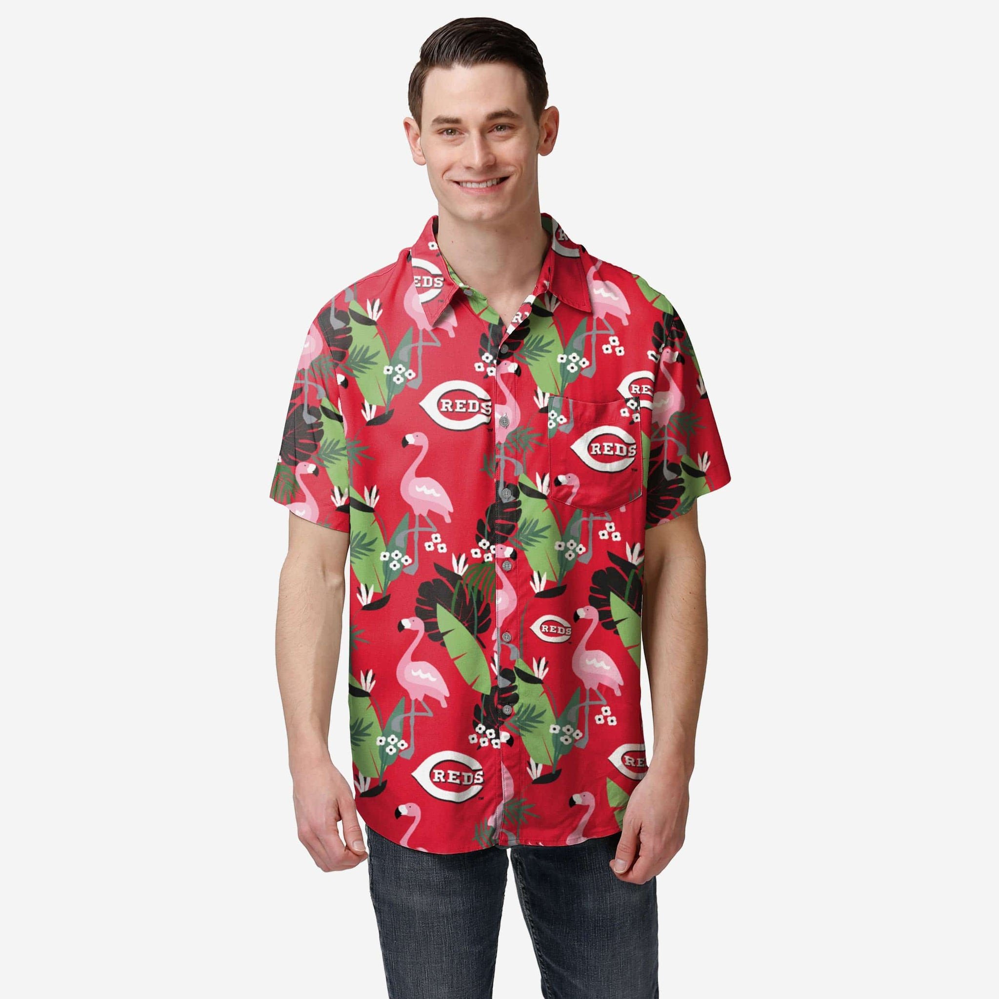 Cincinnati Reds Floral Button Up Hawaii Shirt Ha51905