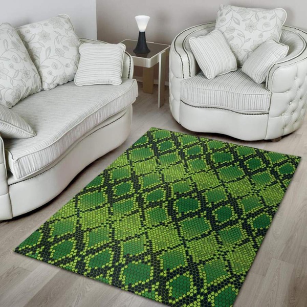 Green Snakeskin print Area Rug