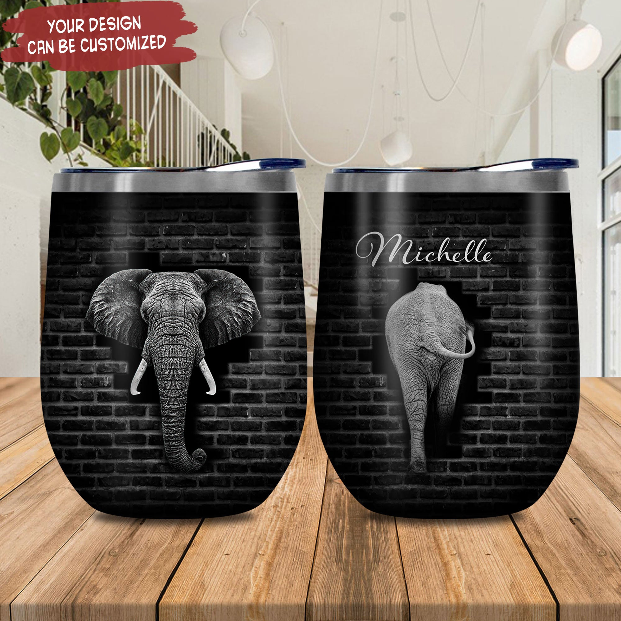 Personalized Elephant Htq0112004 Stainless Steel Wine Tumbler – Personalized Wine Tumbler