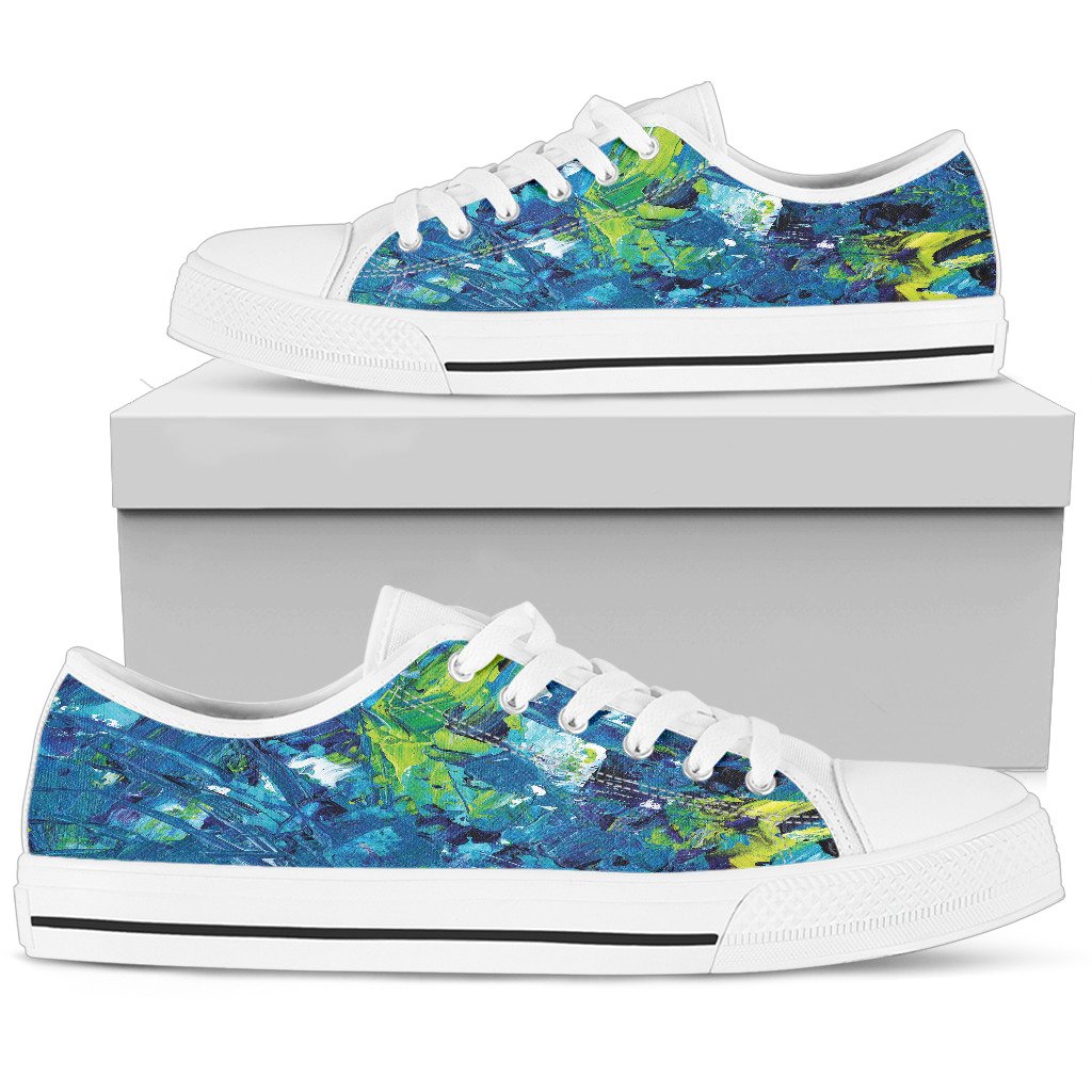 Abstract Oil Paintings P3 – Women’s Low Top Shoes White Sole