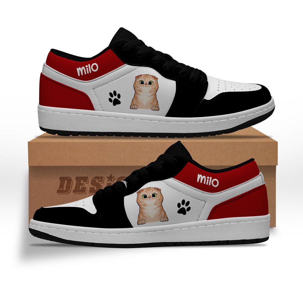 Cat Lover Gift – Personalized Name Red & Black Jd Sneakers Vhss0232