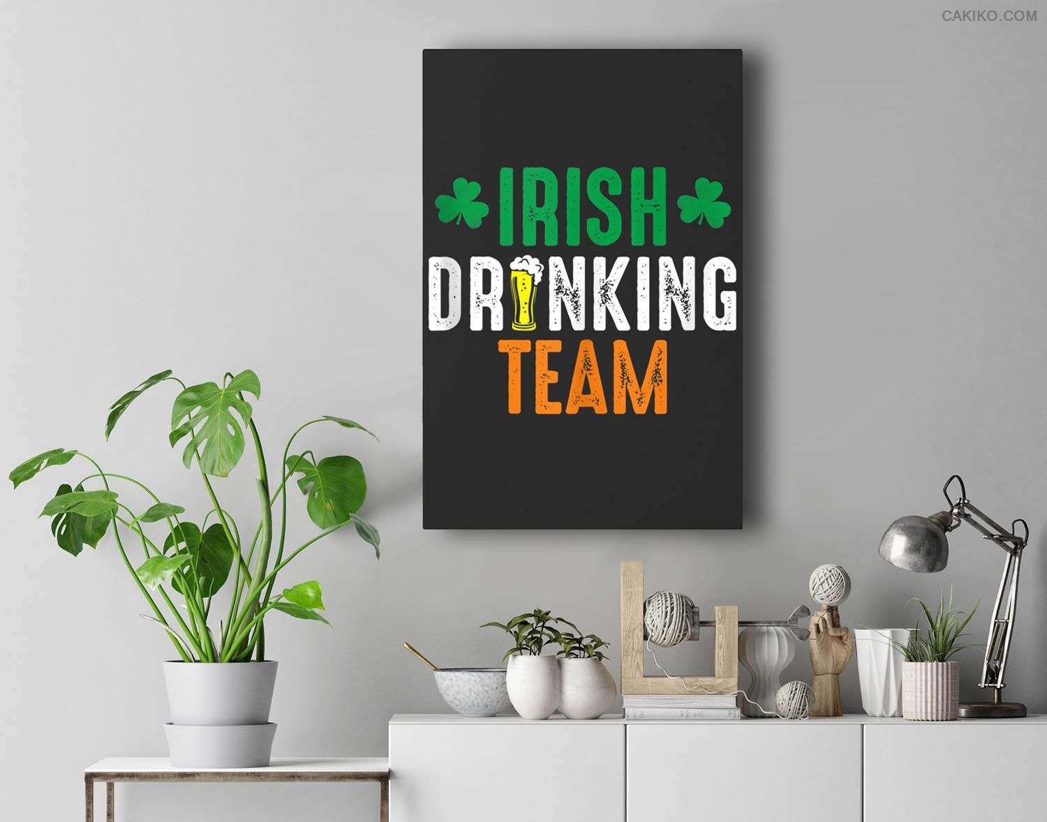 St Patrick’S Irish Beer Drinking Team Ireland Flag Clover Premium Wall Art Canvas Decor