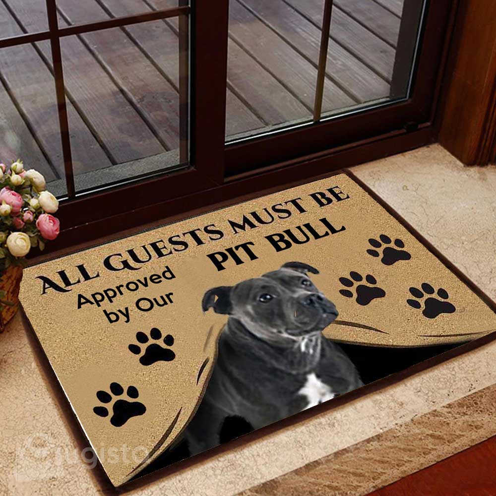 All Guests Must Be Approved By Our Pit Bull 02 All Over Printing Doormat Pre2294