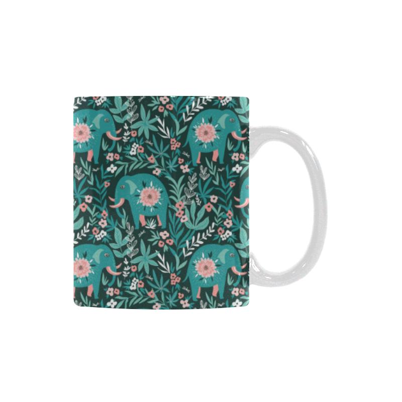 Elephants jungle pattern Classical White Mug (Fulfilled In US)