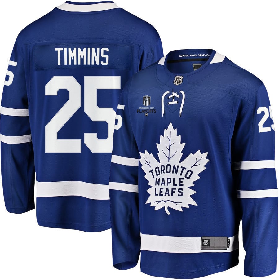 Conor Timmins 25 Toronto Maple Leafs Stanley Cup 2023 Playoffs Patch Home Breakaway Men Jersey – Blue