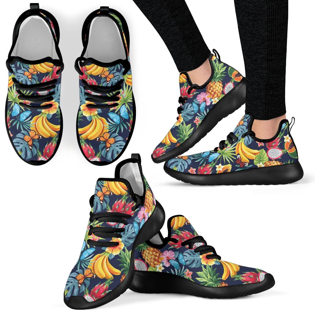 Aloha Tropical Fruits Pattern Print Mesh Knit Shoes