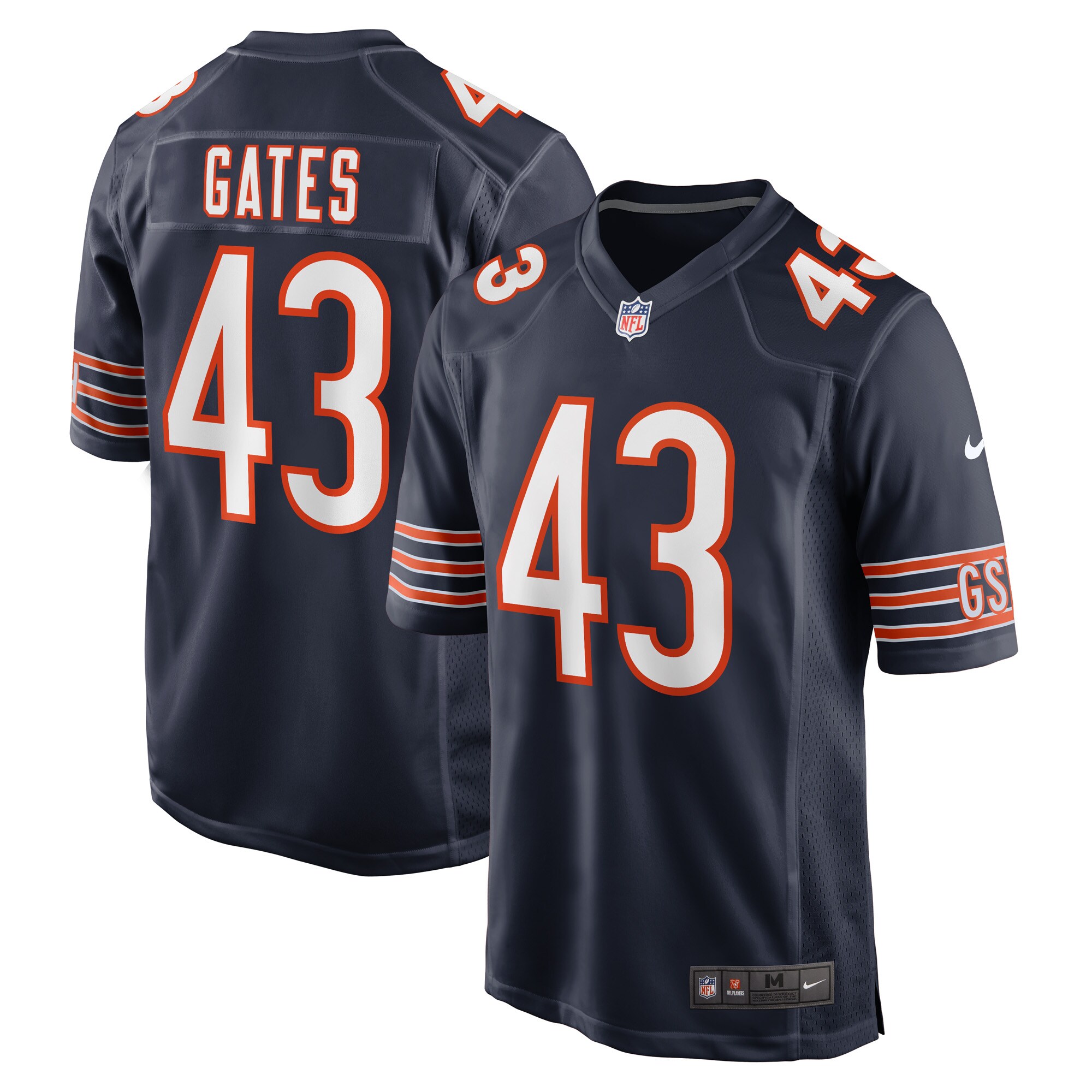 Men’s Chicago Bears DeMarquis Gates Navy Game Player Jersey