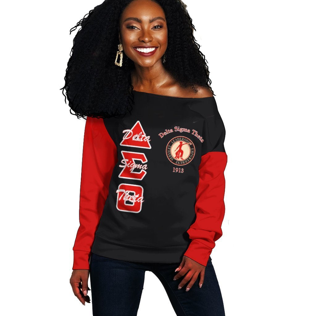 Greek Life Sweatshirt – Delta Sigma Theta Hand Sign Elephant Women Off Shoulder J5