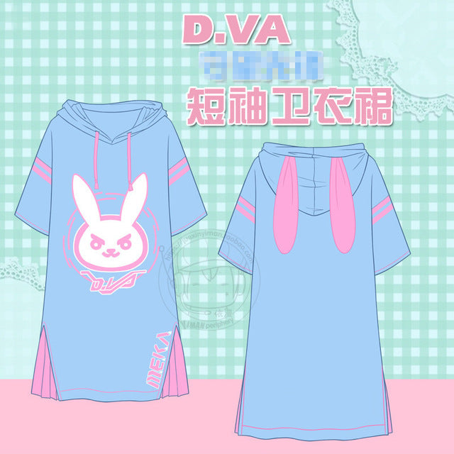 Overwatch D.Va Rabbit Hoodie Dress T-Shirt