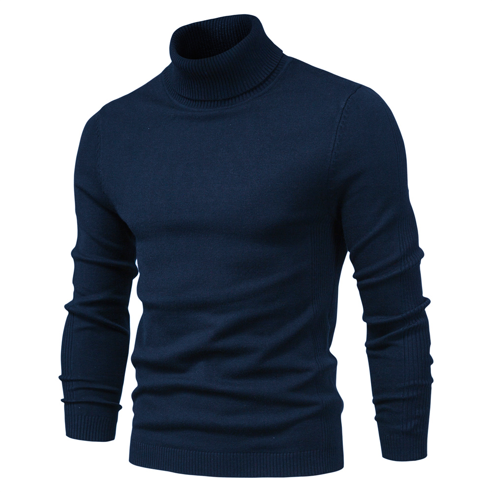 2021 New Winter Men Turtleneck Sweater Casual Solid Color Warm Pullover High Quality Slim High Neck Long Sleeve Sweater Men alx