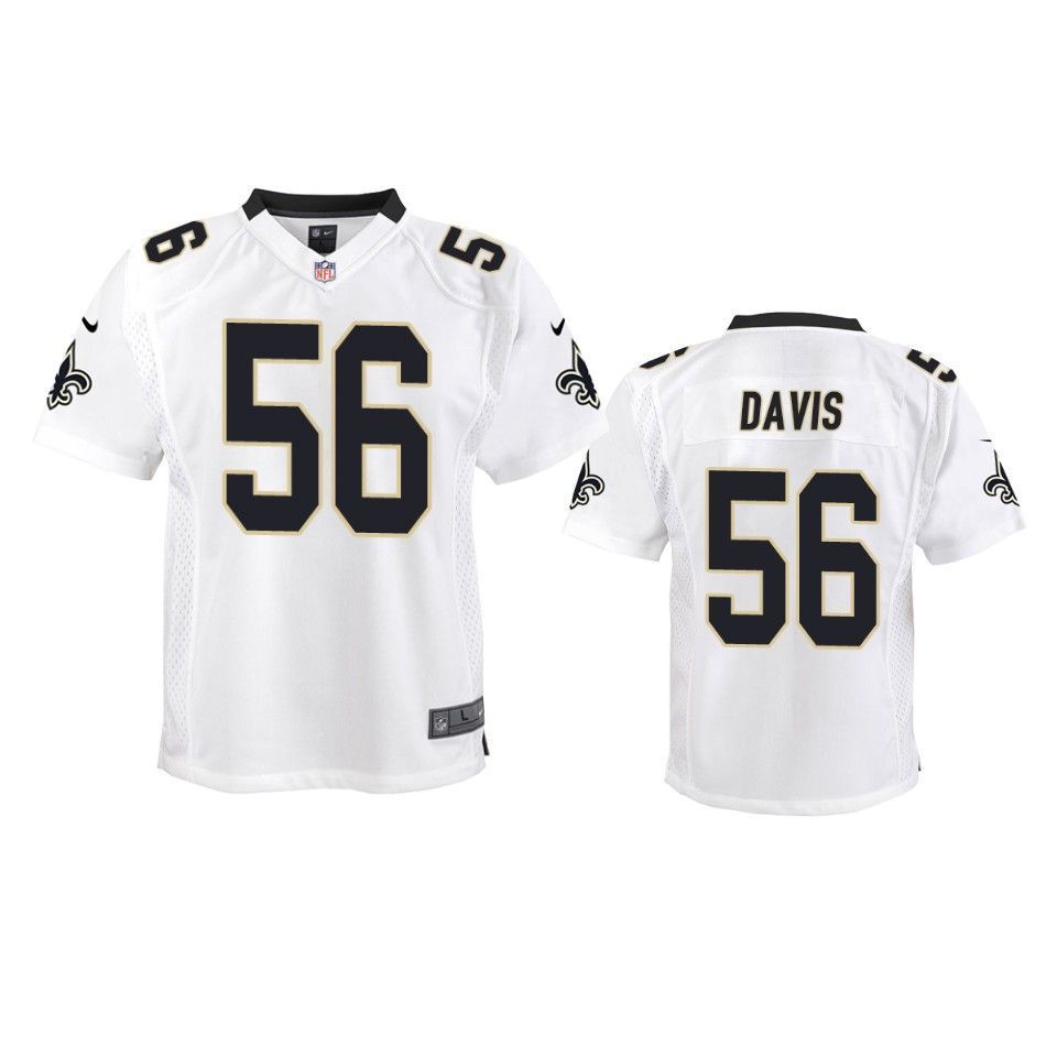 New Orleans Saints Demario Davis Game White Youth Jersey