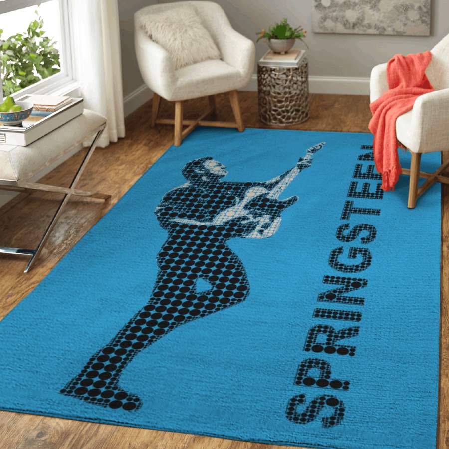 Bruce Springsteen The Boss Singer And Musician Minimalistic Art Area Rug