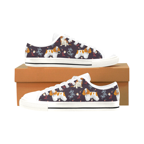 American Cocker Spaniel Flower White Men’s Classic Canvas Shoes/Large Size