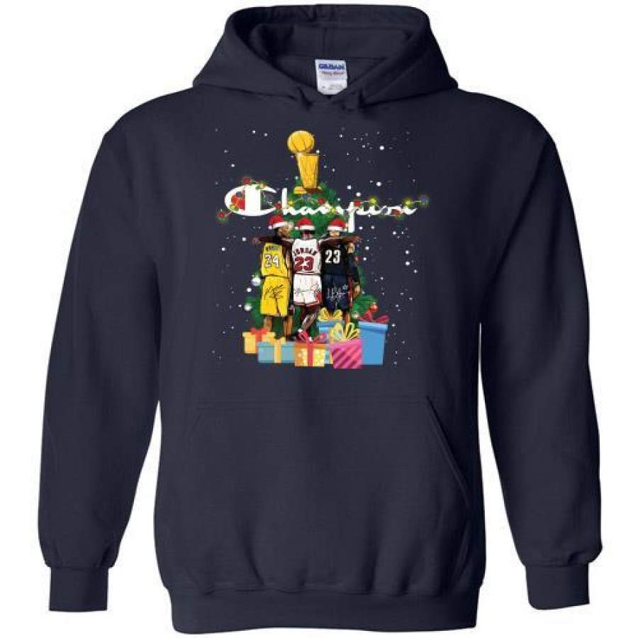 LeBron James Kobe Bryant Michael Jordan Champion Christmas Tree Hoodie